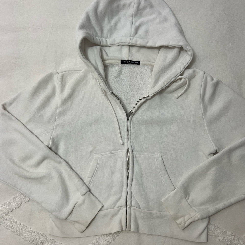 White Brandy Melville Cropped Hoodie